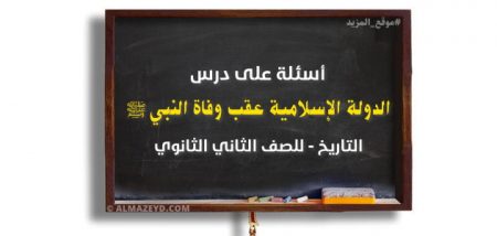 درس الدولة الإسلامية عقب وفاة النبي ﷺ , مادة التاريخ , الصف الثاني الثانوي