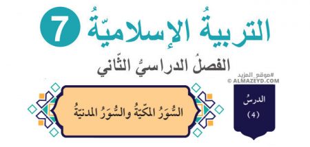 درس: السور المكية والسور المدنية «تلخيص + حل أسئلة» – الصف السابع – التربية الإسلامية – الفصل الثاني