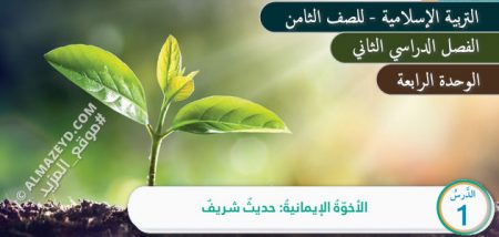 حل أسئلة درس الأخوة الإيمانية ، حديث شريف، تلخيص، مادة التربية الإسلامية، الصف الثامن الأساسي، الفصل الدراسي الثاني