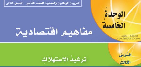 درس ترشيد الاستهلاك، مفاهيم اقتصادية، مادة التربية الوطنية والمدنية، الصف التاسع، الفصل الدراسي الثاني