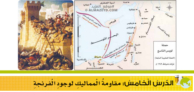 تلخيص وحل أسئلة درس: مقاومة المماليك لوجود الفرنجة – تاريخ 9 أساسي «أردني» الفصل الأول