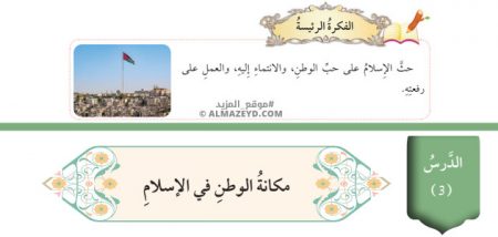 تلخيص وحل أسئلة درس: مكانة الوطن في الإسلام – تربية إسلامية 8 أساسي «أردني» الفصل الأول