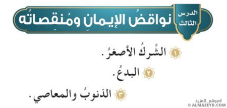 تلخيص ومراجعة درس: نواقض الإيمان ومنقصاته – التوحيد للصف السادس الابتدائي «السعودي» الفصل الأول