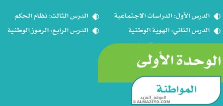 تلخيص الوحدة الأولى «المواطنة» دراسات اجتماعية ٤ ابتدائي «سعودي» بالفصل الأول