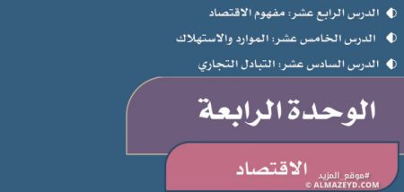 تلخيص الوحدة الرابعة «الاقتصاد» دراسات اجتماعية ٤ ابتدائي «سعودي» بالفصل الأول