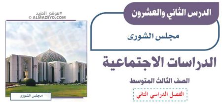 تلخيص وإجابات درس: مجلس الشورى – اجتماعيات ثالث متوسط «سعودي» فصل ٢