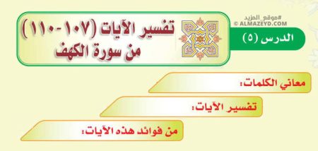 تلخيص وإجابات درس: تفسير الآيات (107-110) من سورة الكهف – ثالث متوسط «سعودي» فصل ٢