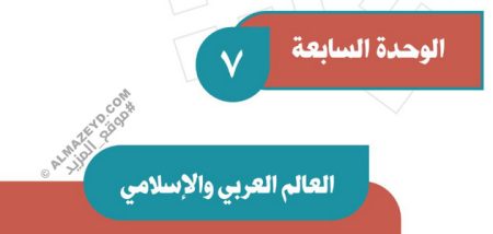 حل أسئلة تقويم الوحدة 7: العالم العربي والإسلامي - اجتماعيات ثاني متوسط «سعودي» فـ٣
