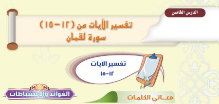 تلخيص وحل أسئلة درس «تفسير الآيات من (12-15) سورة لقمان» التفسير - أول متوسط «سعودي» فـ٣
