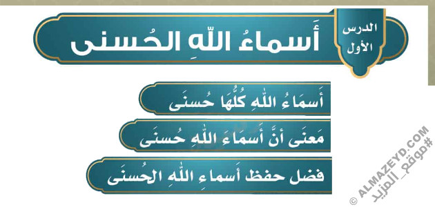 تلخيص وحل أسئلة درس «أسماء الله الحسنى» التوحيد - رابع ابتدائي «سعودي» الفصل الثالث
