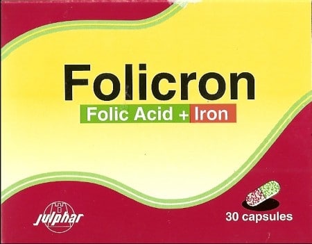 صورة , عبوة , فوليكرون , دواء , نقص الحديد , Folicron