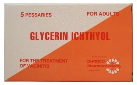 صورة , عبوة , تلابيس مهبلية , دواء , جلسرين اكتيول , Glycerin Ichthyol