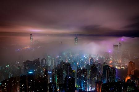 هونج كونغ ، الصين ، القمة ، شارع النجوم ، المعبد الليلي ، بوذا الكبير