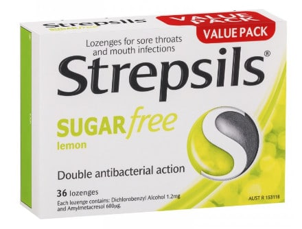 صورة , عبوة , دواء مطهر للحنجرة , ستريبسيلس عديم السكر ليمون , Strepsils-Sugar-Free-Lemon